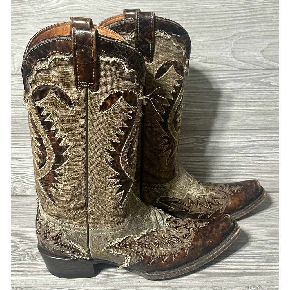 Vintage Mezcalero Western Cowboy Boots‎ Men's 9 E Distressed Embroidered RARE